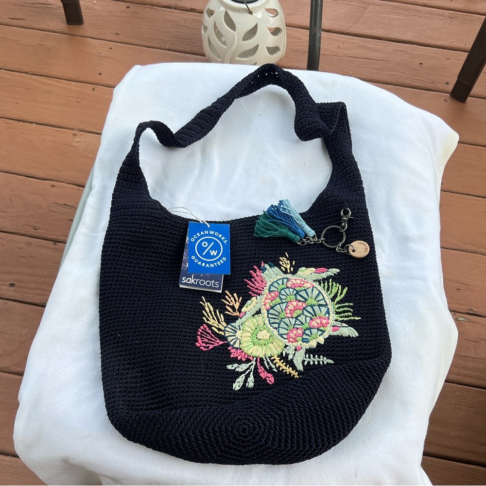Sakroots Navy Shoulder Bag with Colorful Embroidery - Limited Edition- new